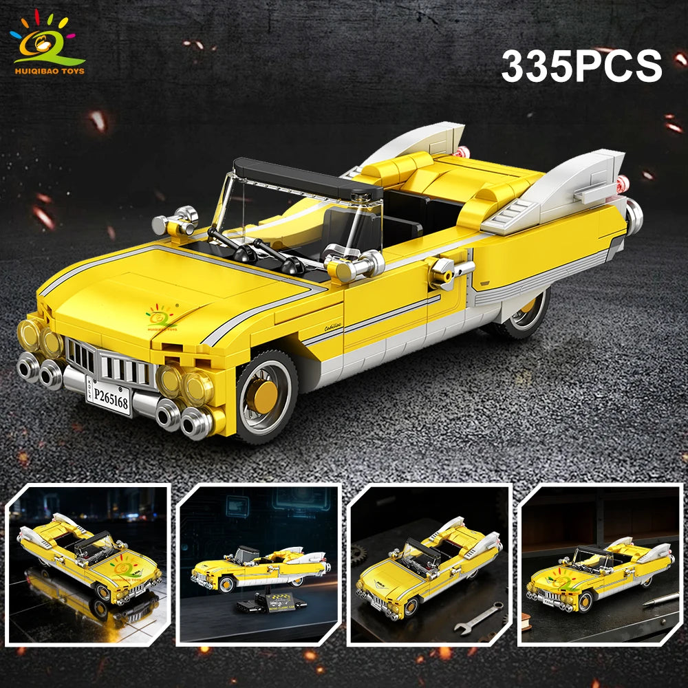Auto Deportivo Vintage MOC con Exhibidor - Bloques Retro