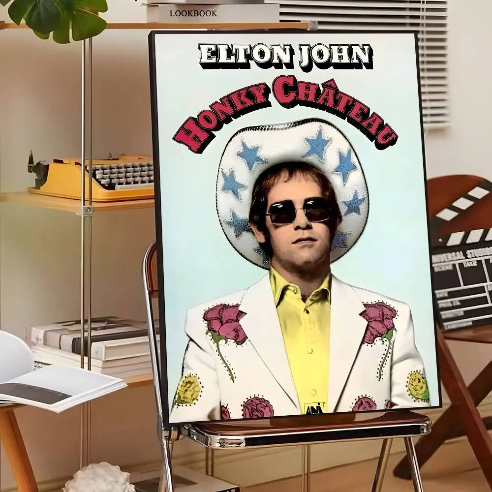 Póster Artístico Elton John - Cuadro Canvas Retro Música Pop
