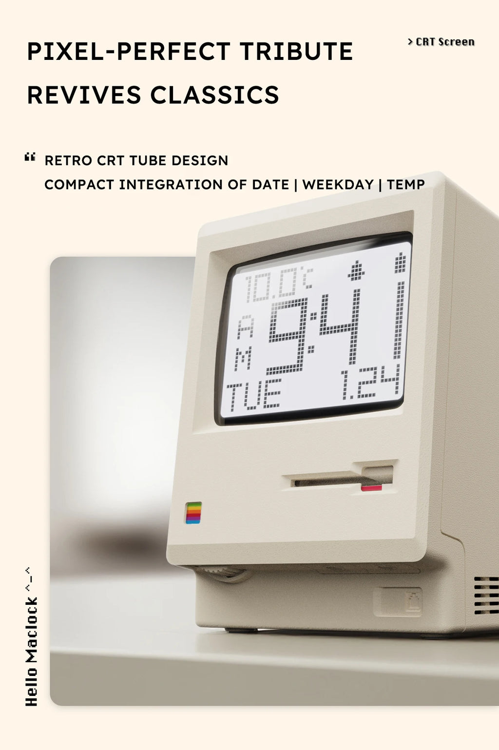Reloj Alarma Retro Macintosh - Decoración de Escritorio