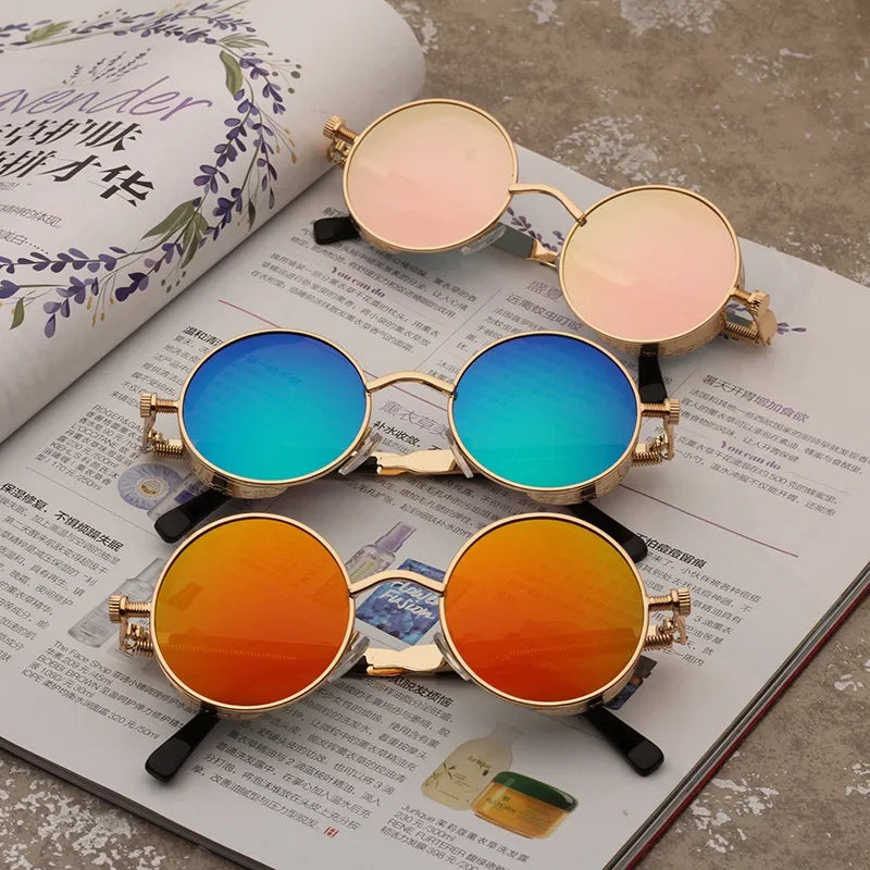 Gafas de Sol Steampunk Redondas Metal - Estilo Retro Industrial