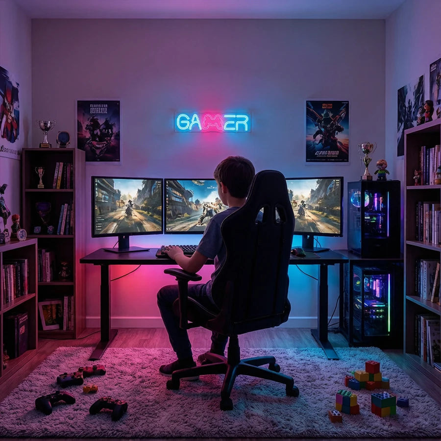 Letrero Neón LED Gamepad - Decoración Gamer Control Retro