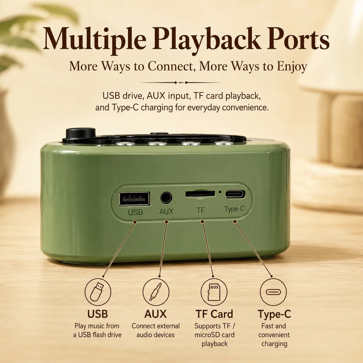 Hichomeow Mini Retro Bluetooth Speaker 5.3, Vintage FM Radio, TF Card USB AUX, Compact Speaker for Home Desk Gift