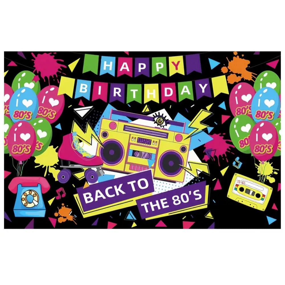 80S 90s Background Decoration Back To The 90s Backdrop Radio Skateboard Graffiti Birthday Party Background Photography Props