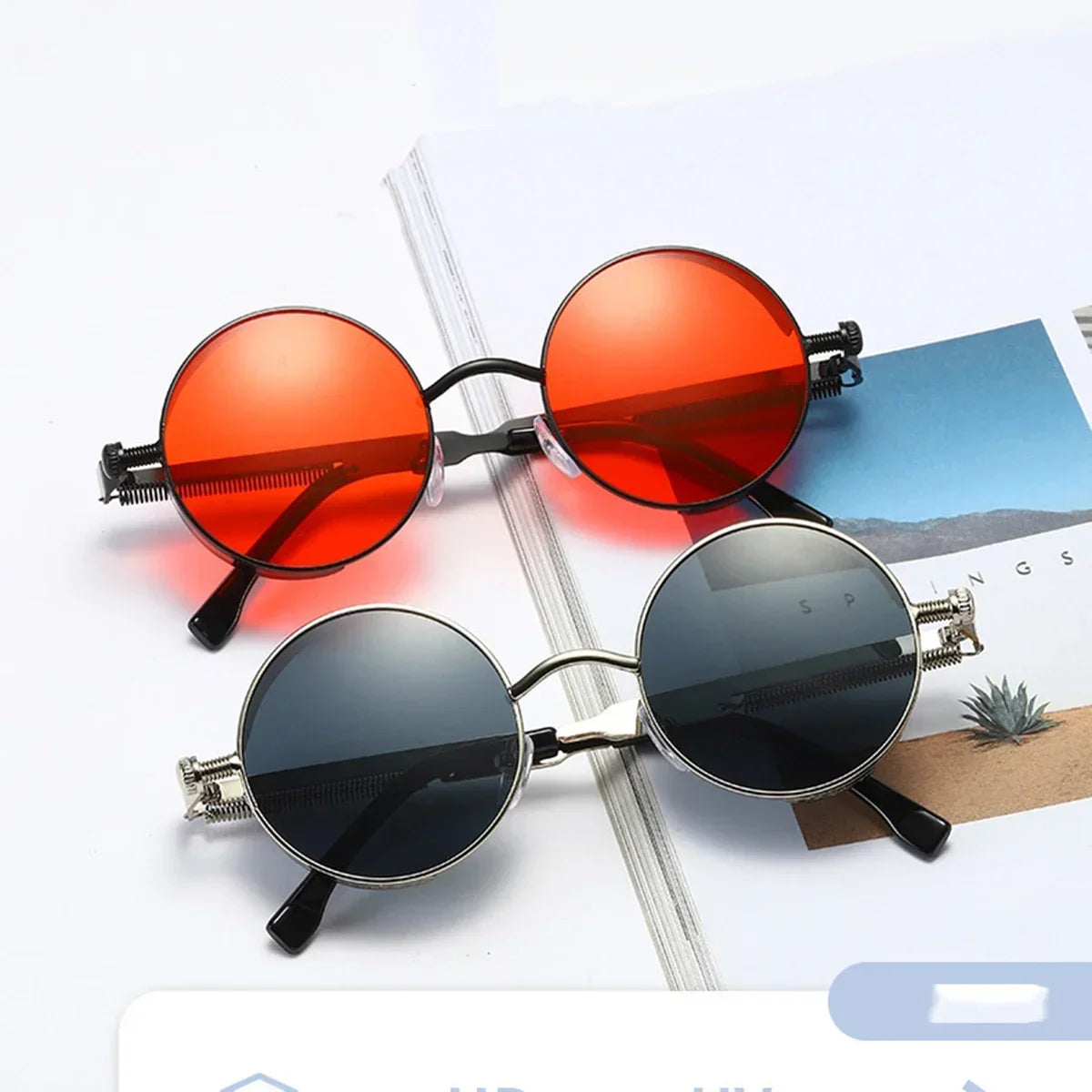 Gafas de Sol Retro Punk Redondas - Protección UV400 Estilo Vintage
