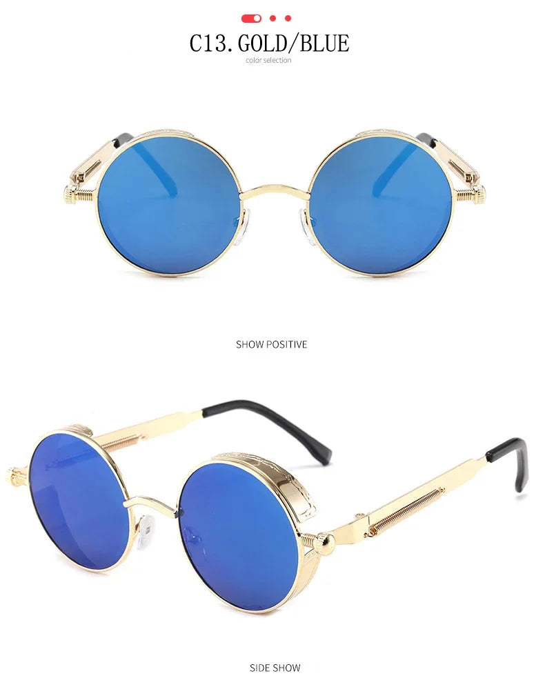 Gafas de Sol Steampunk Redondas Metal - Estilo Retro Industrial