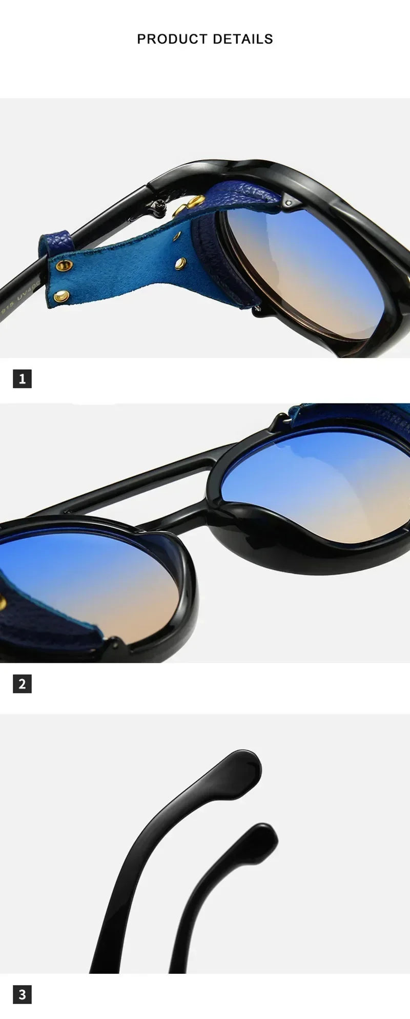 Gafas de Sol Steampunk con Protección Lateral Cuero - UV400 Retro