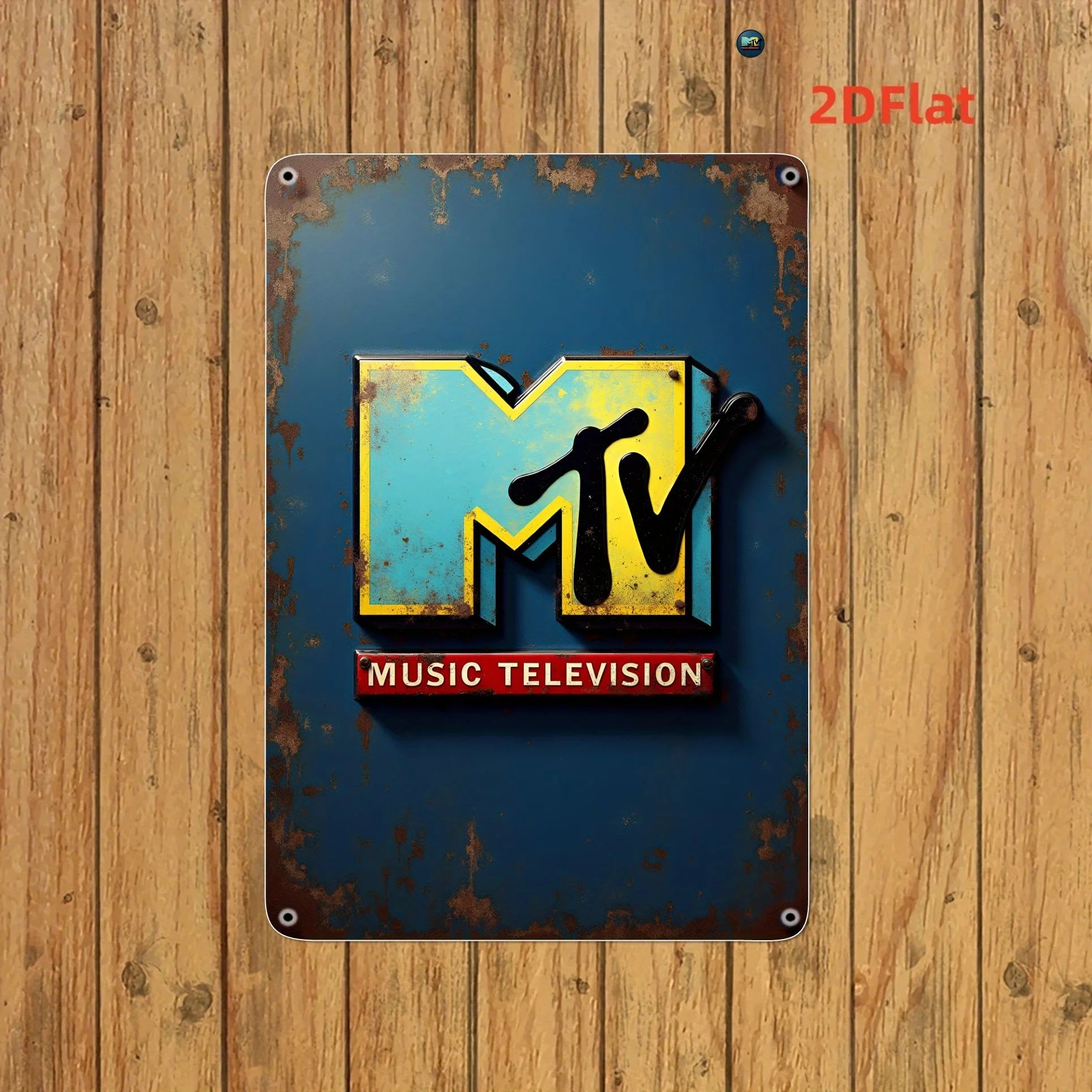 Placa Metálica MTV HD Retro - Cuadro Vintage Music Television