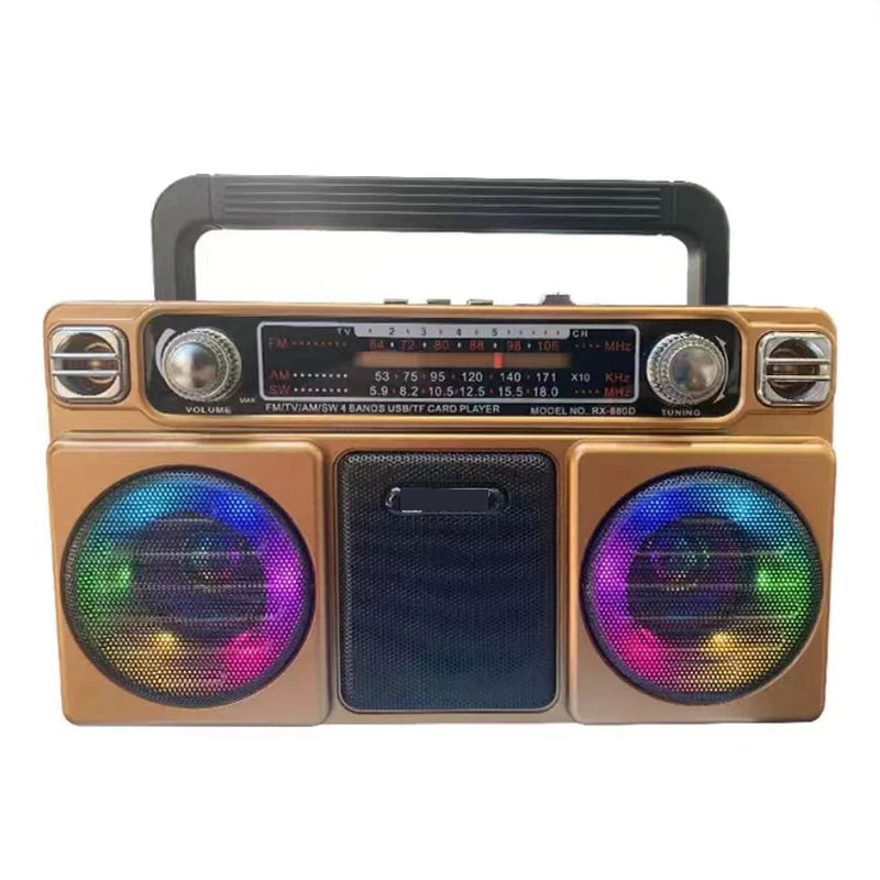 Portable Retro AM/FM/SW 3-band Radio Receiver Wireless Stereo Bluetooth Speakers Charging U Disk Card Radio With Colourful