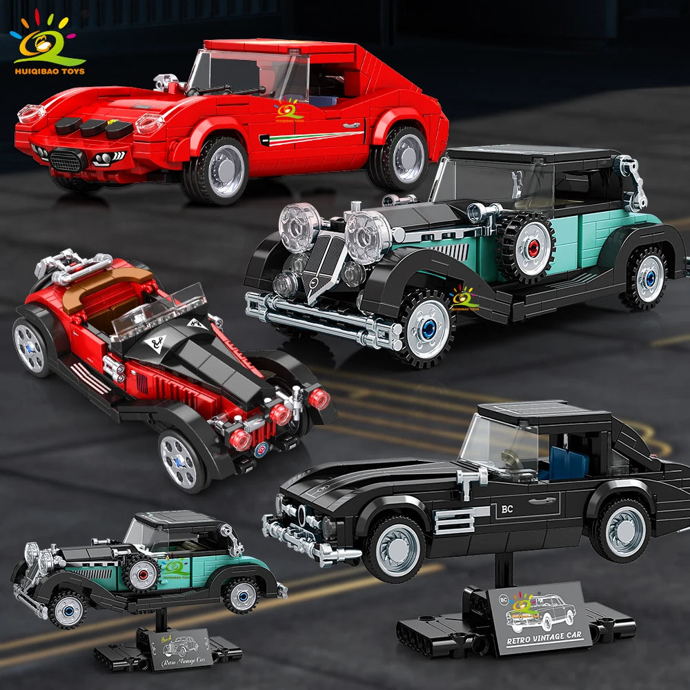 Auto Deportivo Retro MOC con Exhibidor - Bloques de Construcción
