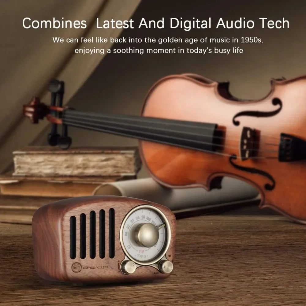 Radio Retro Bluetooth Speaker Walnut Wooden FM Radio With Old Fashioned Classic Style Support TF Card & MP3 Player Loud Volume