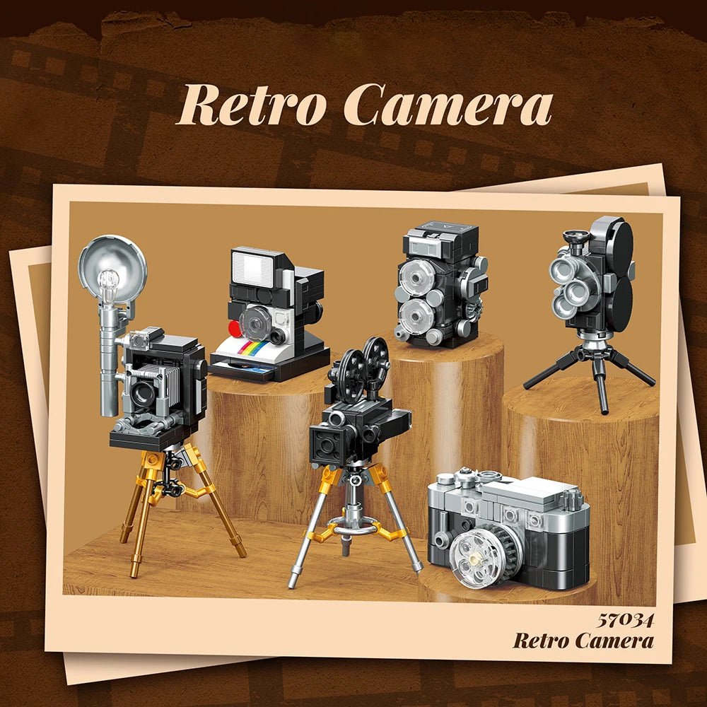 Cámara Retro Bloques 3D - Modelo Coleccionable Vintage para Armar