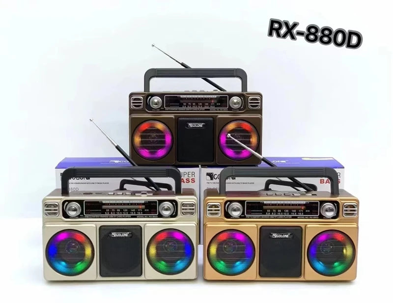 Portable Retro AM/FM/SW 3-band Radio Receiver Wireless Stereo Bluetooth Speakers Charging U Disk Card Radio With Colourful