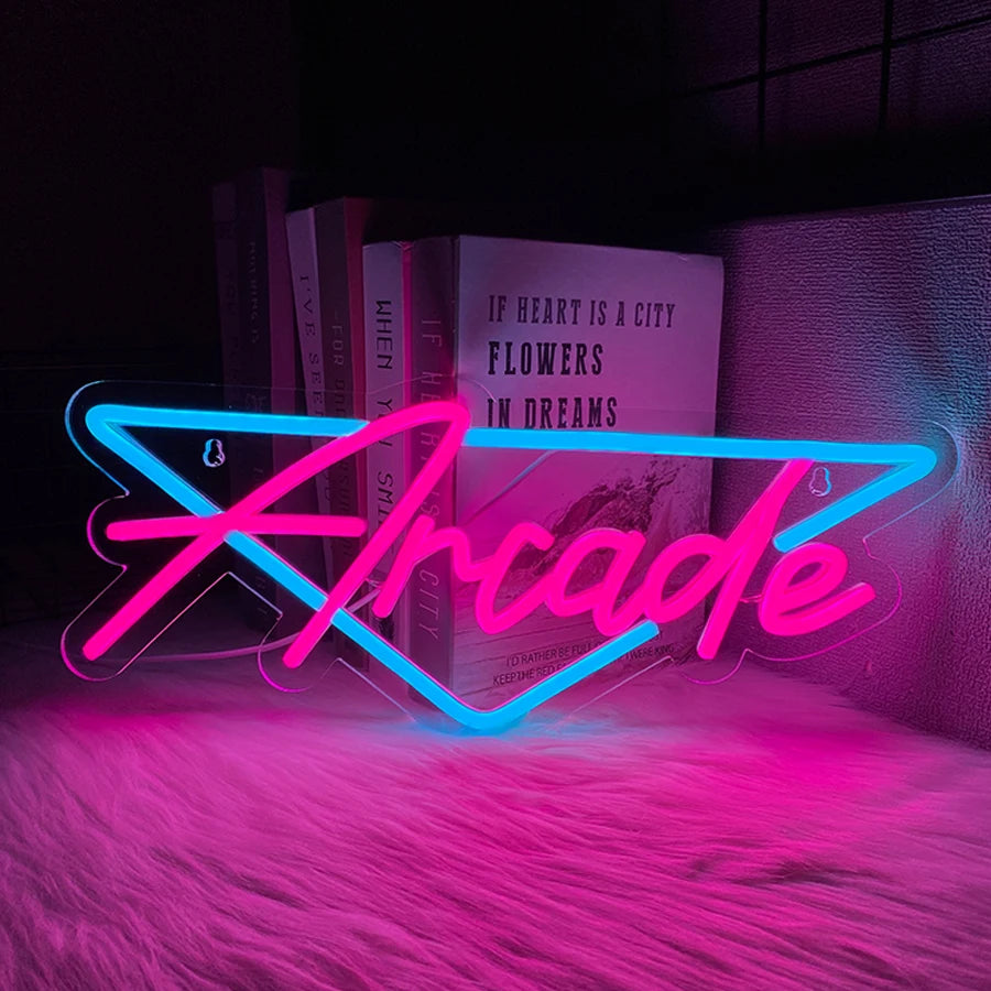 Letrero Neón LED Arcade - Decoración Gamer Retro para Pared