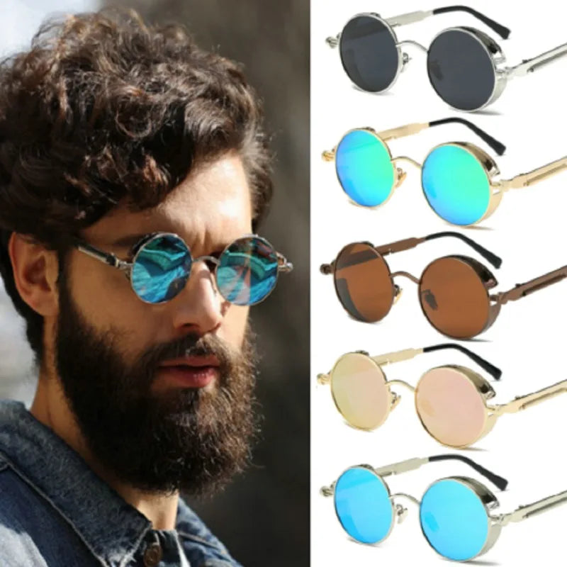 Gafas de Sol Steampunk Redondas Metal - Estilo Retro Industrial