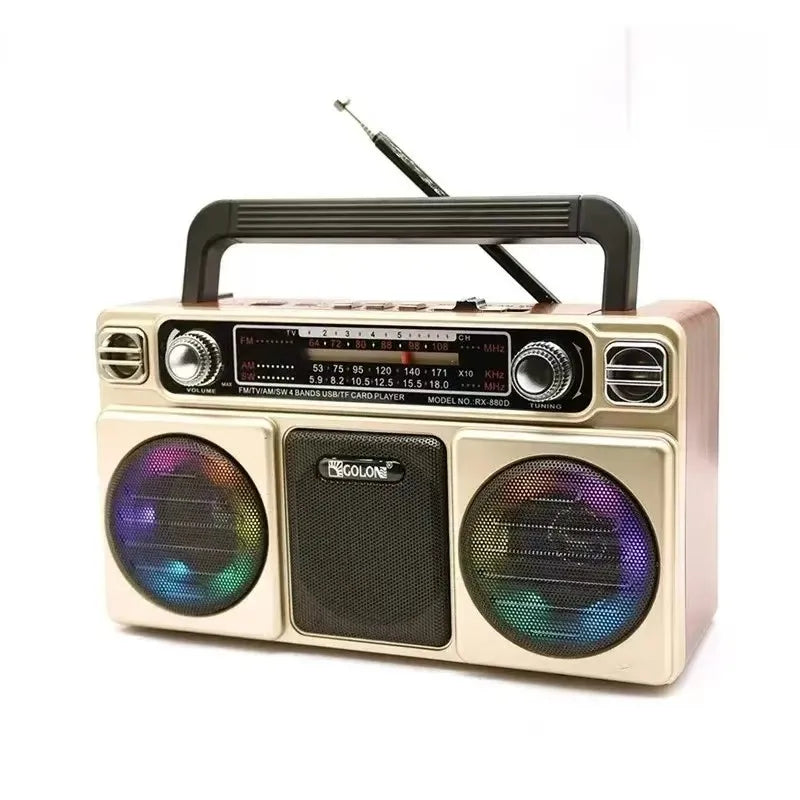 Portable Retro AM/FM/SW 3-band Radio Receiver Wireless Stereo Bluetooth Speakers Charging U Disk Card Radio With Colourful
