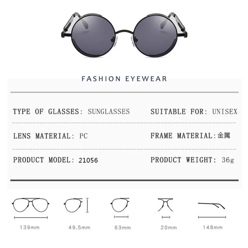Gafas de Sol Retro Punk Redondas - Protección UV400 Estilo Vintage