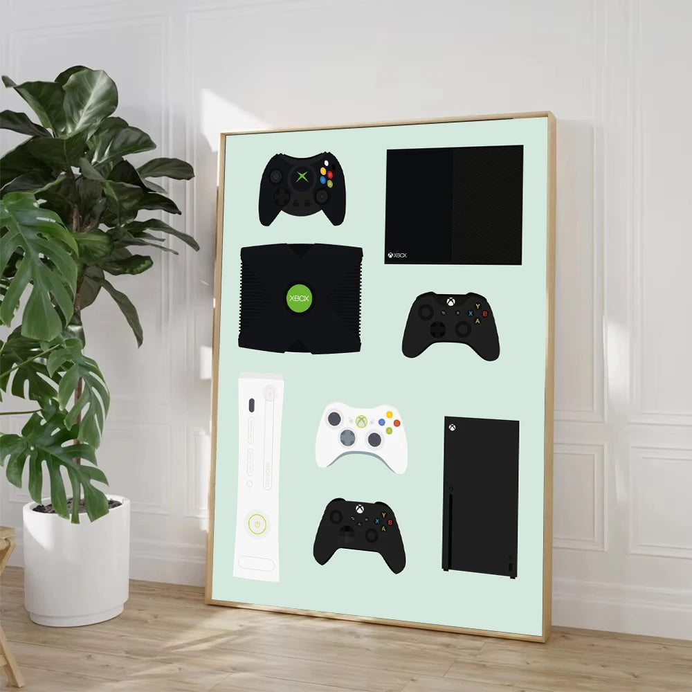 Póster Controles de Videojuegos Retro - Cuadro Decorativo Gamer