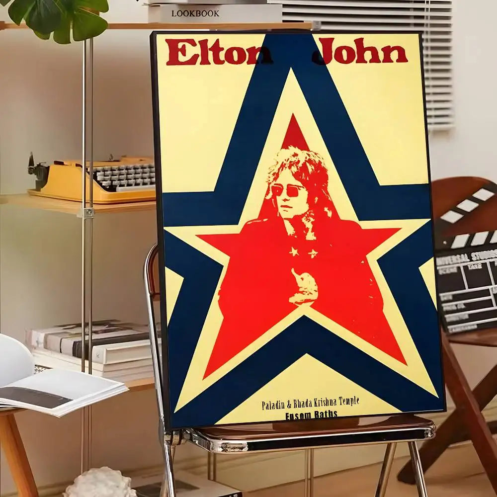Póster Artístico Elton John - Cuadro Canvas Retro Música Pop