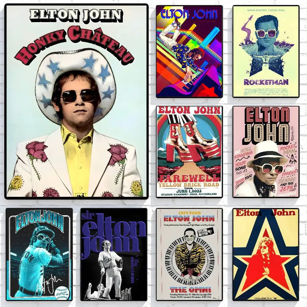 Póster Artístico Elton John - Cuadro Canvas Retro Música Pop
