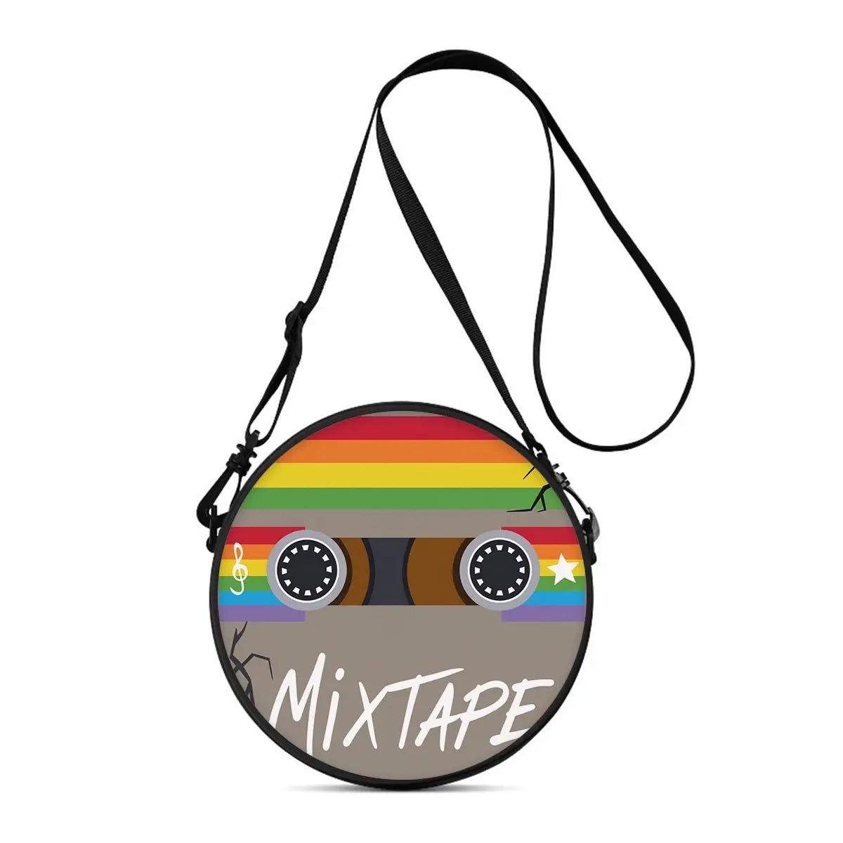 Bolso Redondo Retro Cassette - Bandolera Cruzada Vintage 2D