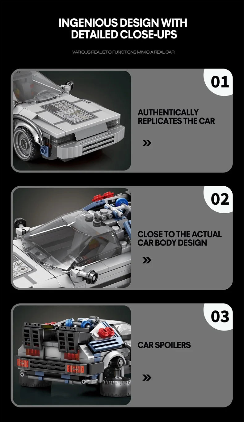 Auto de Carreras Clásico 1:24 Volver al Futuro - Bloques MOC