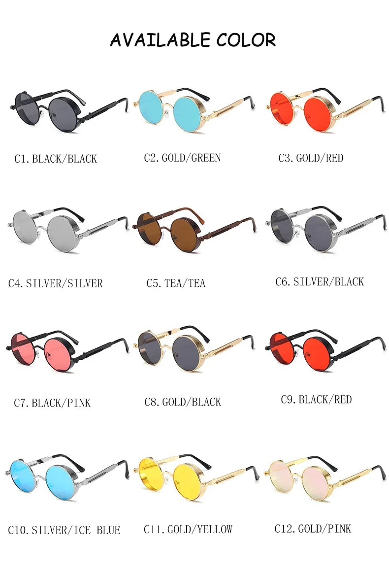 Gafas de Sol Steampunk Redondas Metal - Estilo Retro Industrial