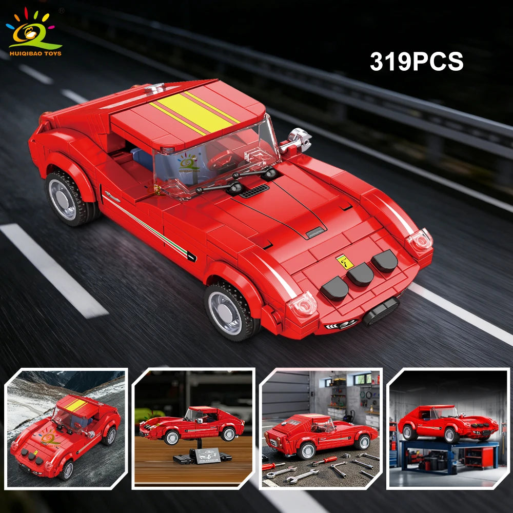Auto Deportivo Retro MOC con Exhibidor - Bloques de Construcción