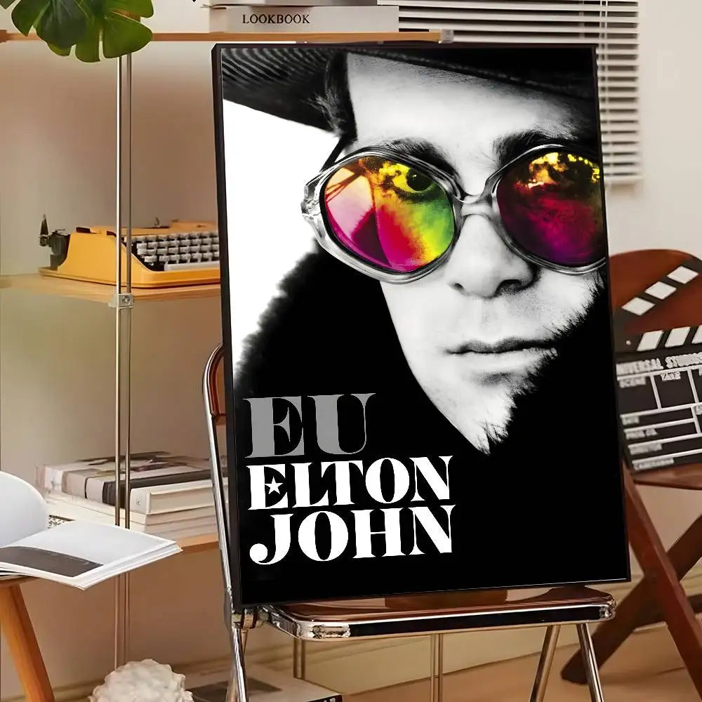Póster Artístico Elton John - Cuadro Canvas Retro Música Pop