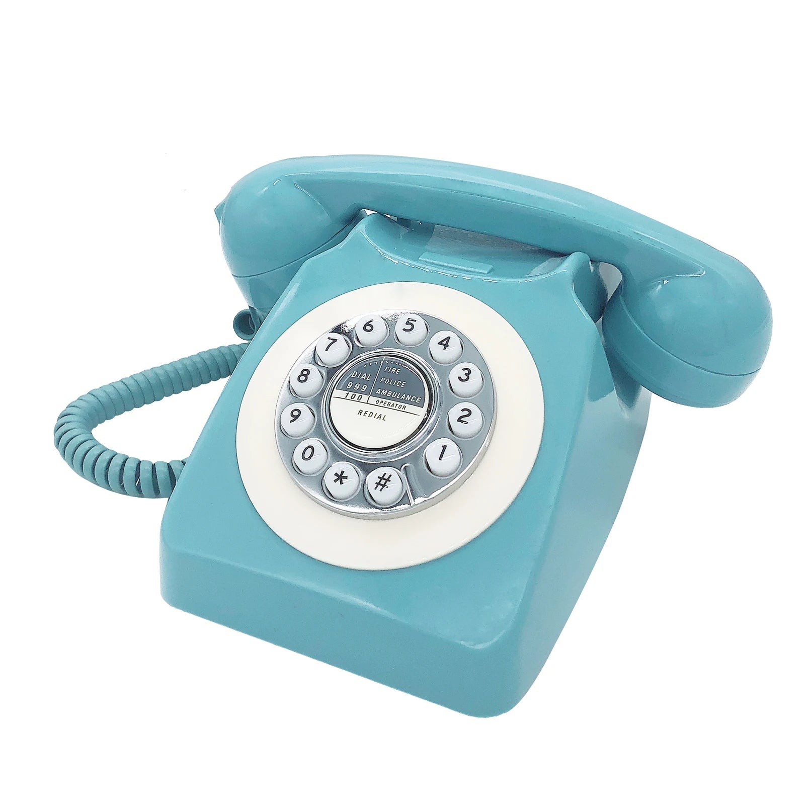 Teléfono Retro Azul con Cable - Estilo Europeo Vintage Años 60