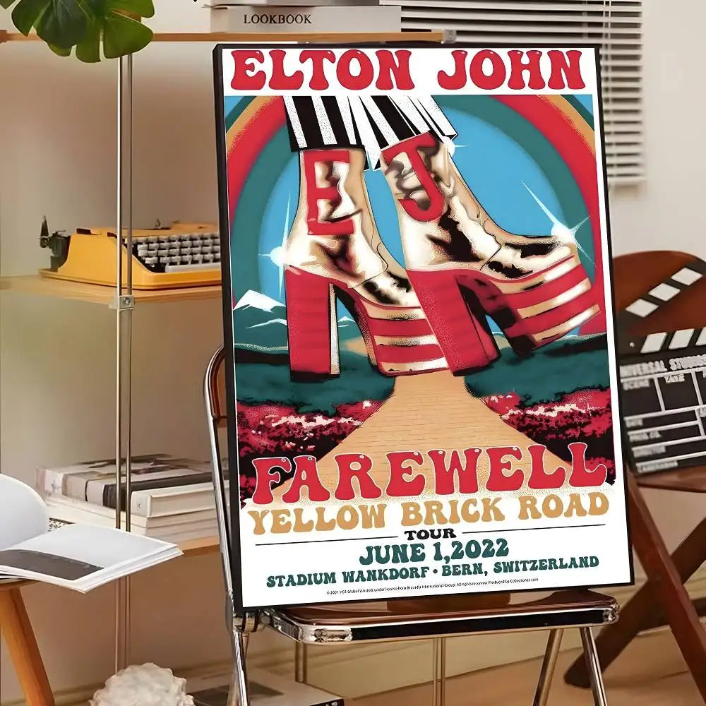 Póster Artístico Elton John - Cuadro Canvas Retro Música Pop