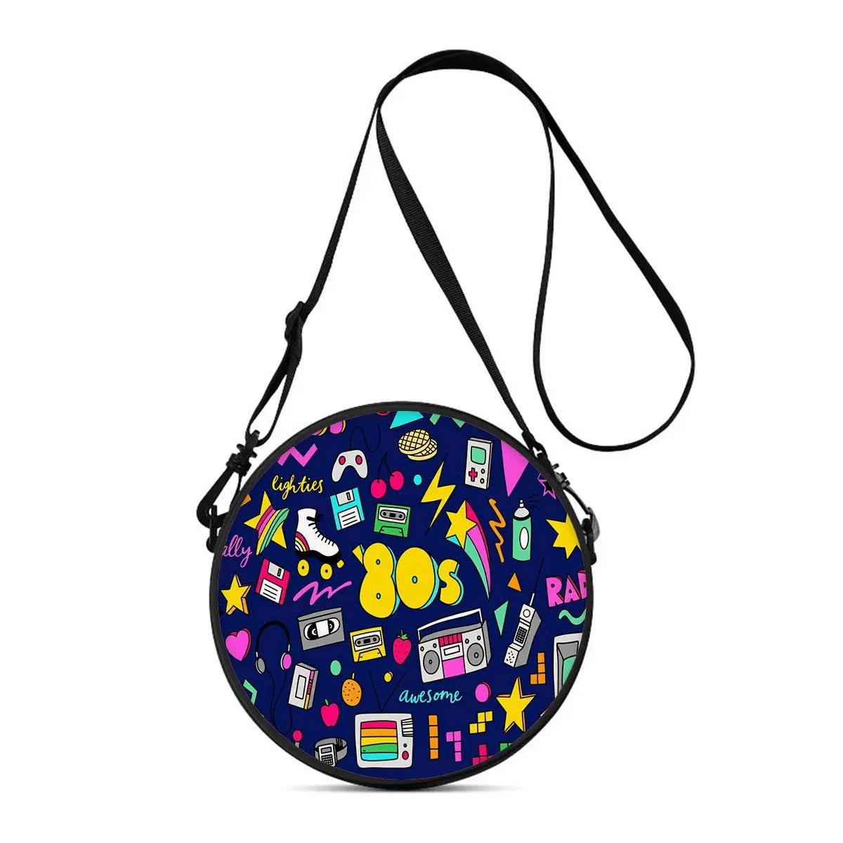 Bolso Redondo Retro Cassette - Bandolera Cruzada Vintage 2D