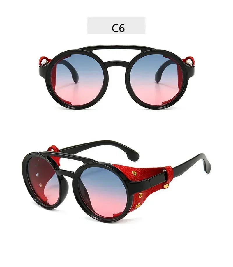 Gafas de Sol Steampunk con Protección Lateral Cuero - UV400 Retro