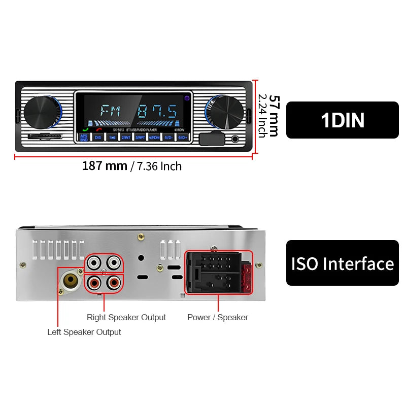 SINOVCLE 1 Din Car Radio Stereo Digital  Bluetooth FM Audio Music USB / SD With In Dash AUX Input 12V MP3 Multimedia Player