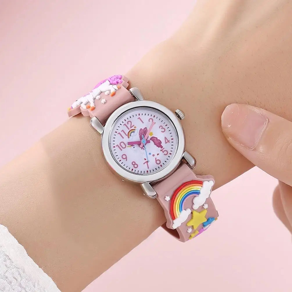 Reloj Infantil Unicornio Arcoíris - Estilo Retro Cartoon