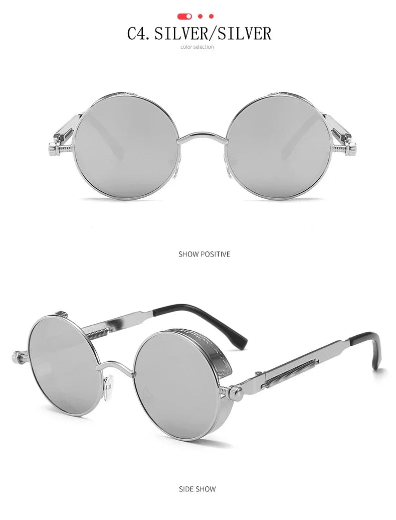 Gafas de Sol Steampunk Redondas Metal - Estilo Retro Industrial