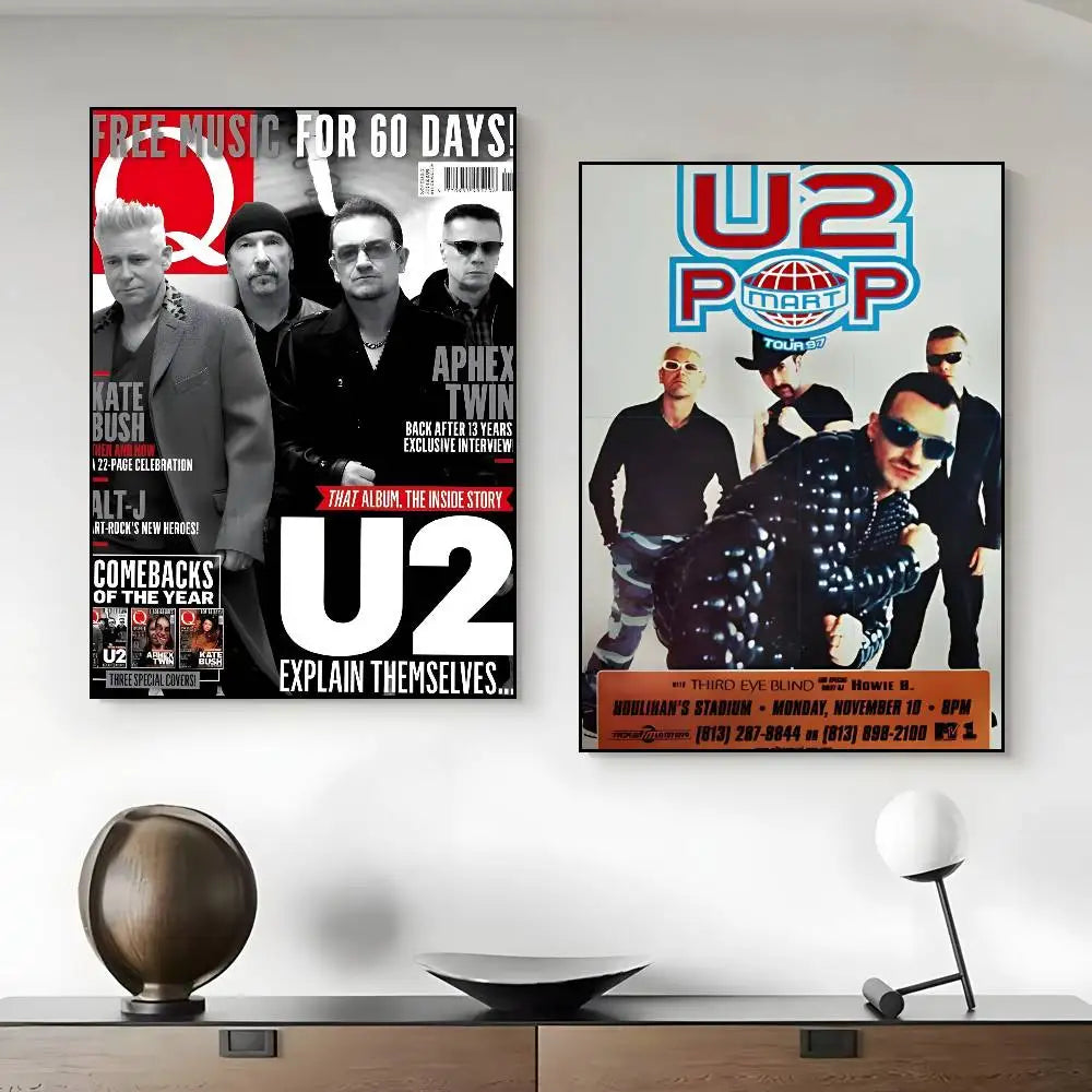 Póster Artístico U2 - Cuadro Canvas Rock Band Retro