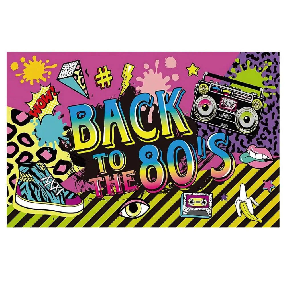 80S 90s Background Decoration Back To The 90s Backdrop Radio Skateboard Graffiti Birthday Party Background Photography Props