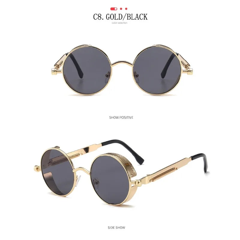 Gafas de Sol Steampunk Redondas Metal - Estilo Retro Industrial