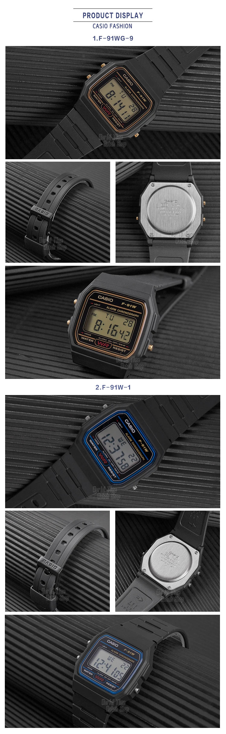 Reloj Casio F-91WG Retro Dorado - Clásico Digital Cuadrado