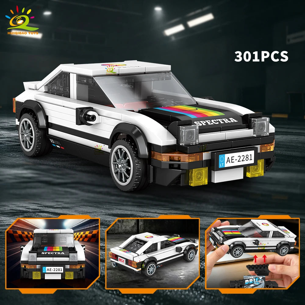 Auto Clásico Retro MOC con Exhibidor - Bloques de Construcción