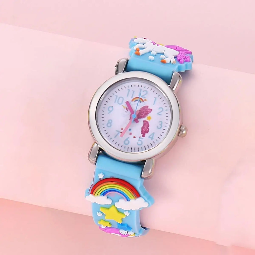 Reloj Infantil Unicornio Arcoíris - Estilo Retro Cartoon
