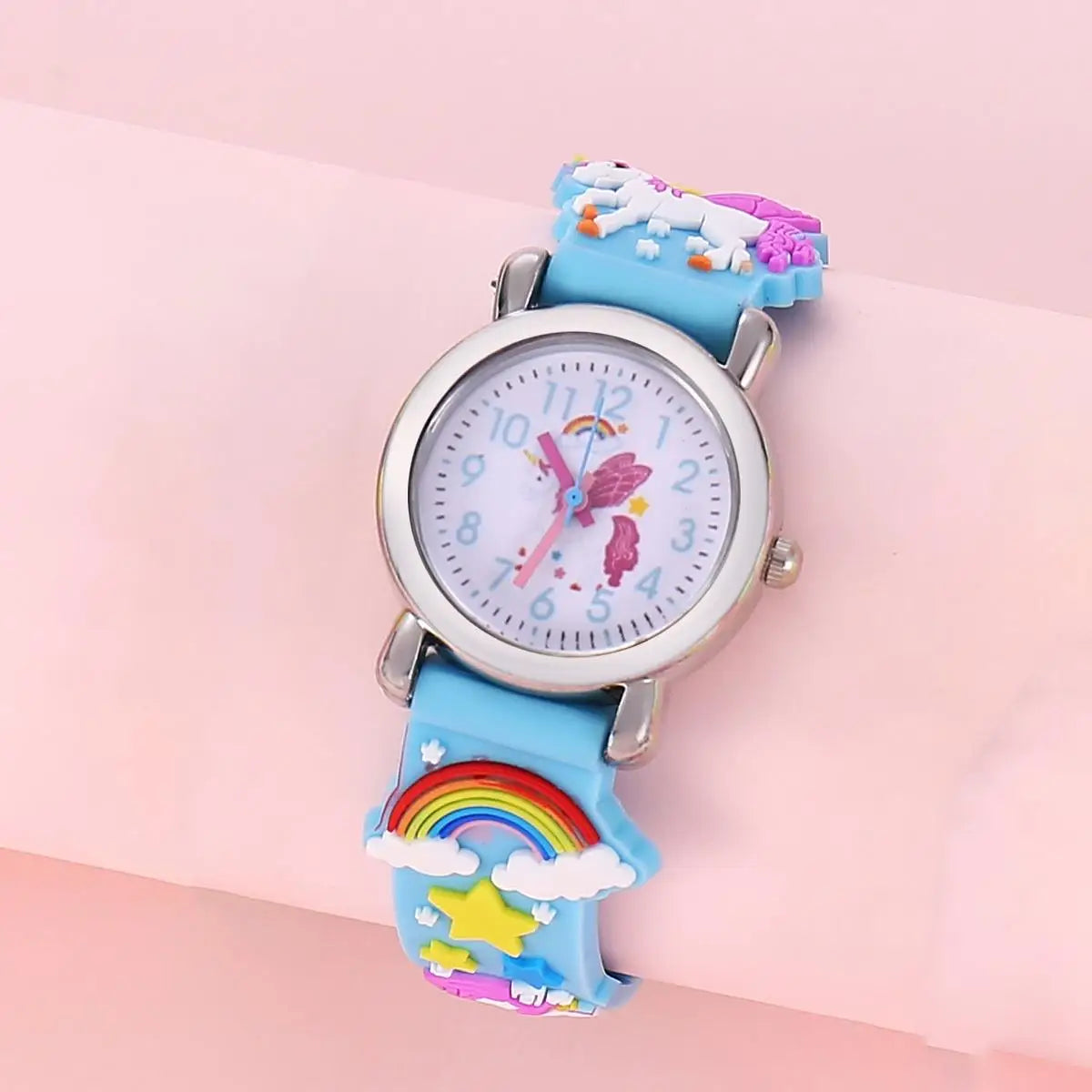 Reloj Infantil Unicornio Arcoíris - Estilo Retro Cartoon