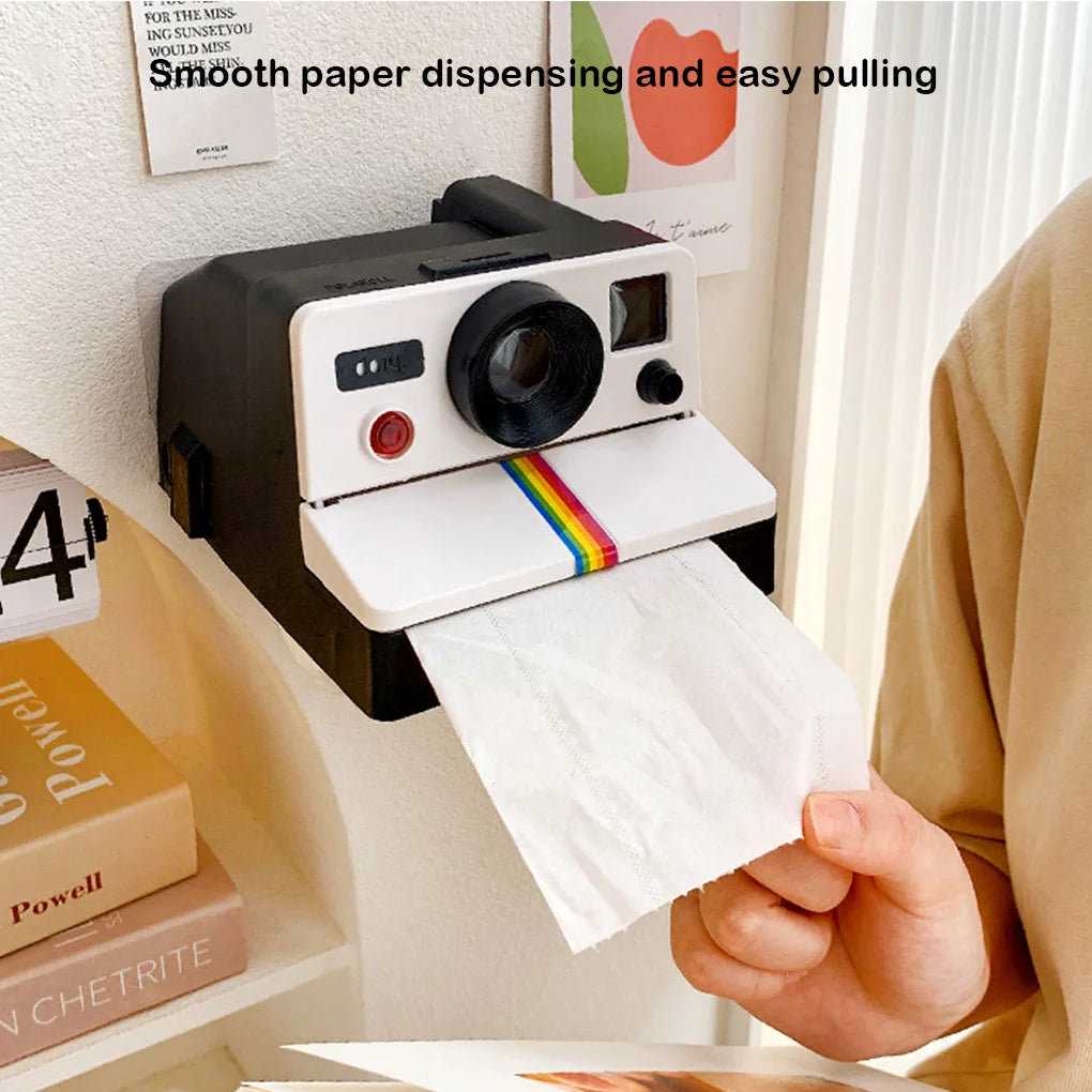 Retro Film Camera Shape Creative Tissue Boxes Bathroom Toilet Roll Paper Holder Box Home Decoration Funny DIY Prop