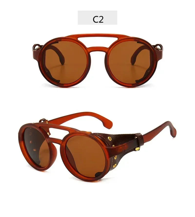 Gafas de Sol Steampunk con Protección Lateral Cuero - UV400 Retro
