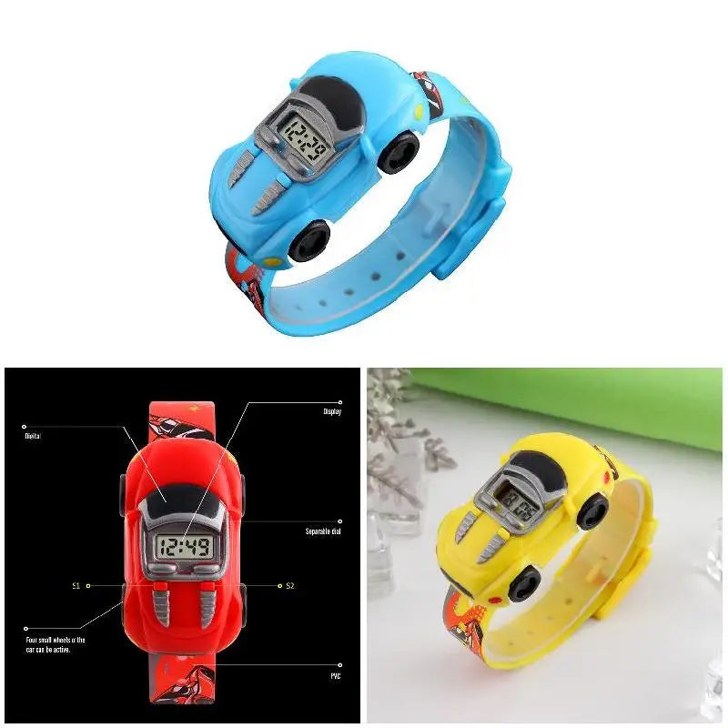 Reloj Digital Infantil LED Carrito - Estilo Retro Deportivo