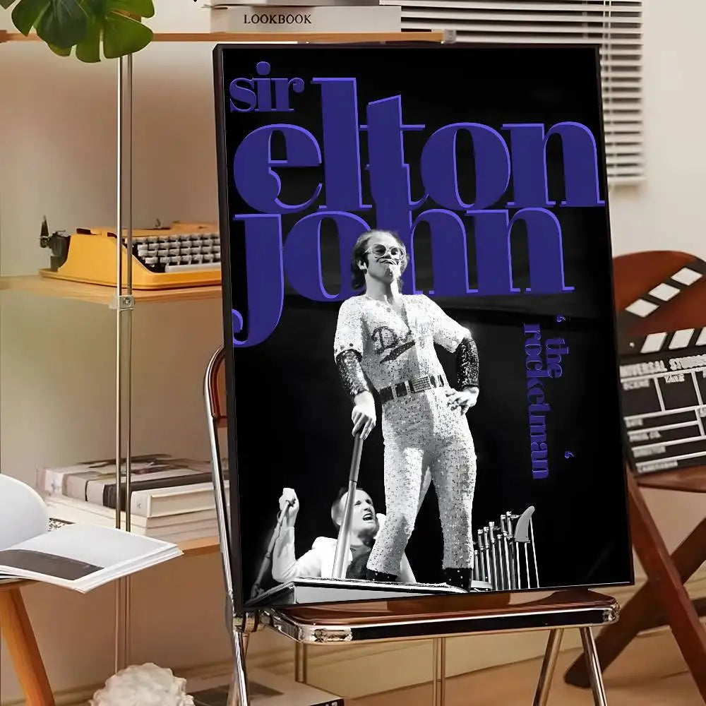 Póster Artístico Elton John - Cuadro Canvas Retro Música Pop