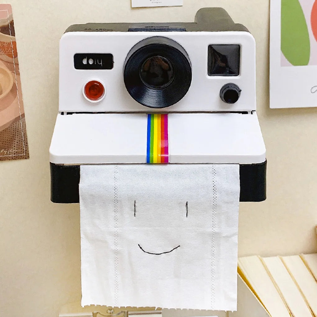 Retro Film Camera Shape Creative Tissue Boxes Bathroom Toilet Roll Paper Holder Box Home Decoration Funny DIY Prop