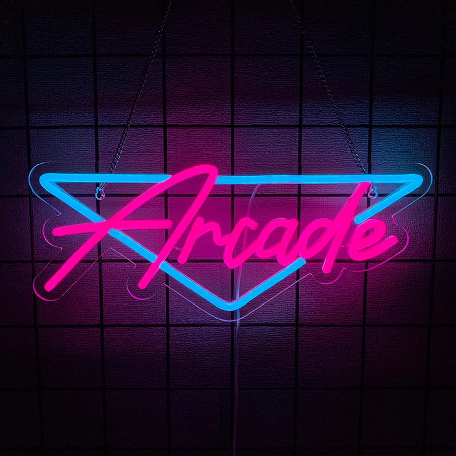 Letrero Neón LED Arcade - Decoración Gamer Retro para Pared