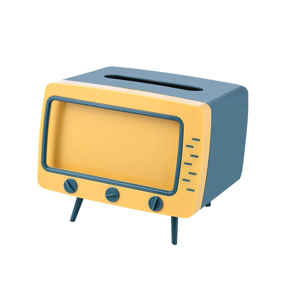 New TV Tissue Box Fun Cute Multi Functional Square Tissue Box Smartphone Phone Holder  for Living Room Night Stand Creative Gift