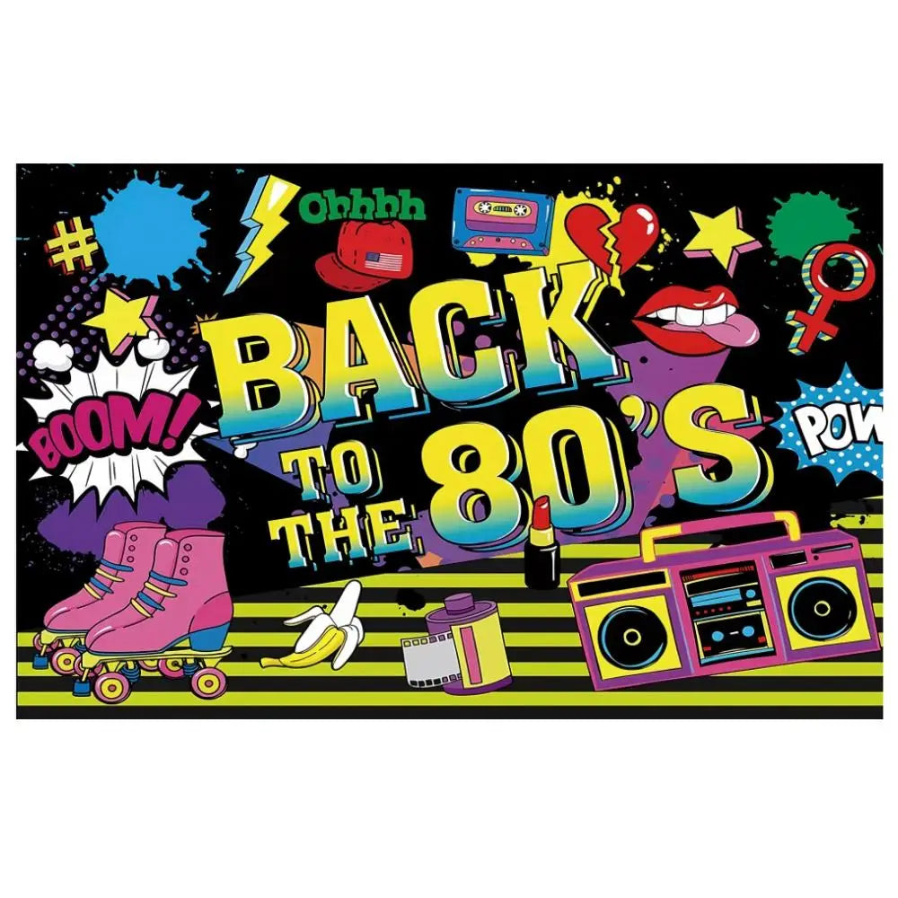 80S 90s Background Decoration Back To The 90s Backdrop Radio Skateboard Graffiti Birthday Party Background Photography Props